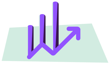 Rising chart icon on a warm greige plate