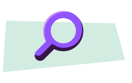 Magnifying glass icon on a mint plate